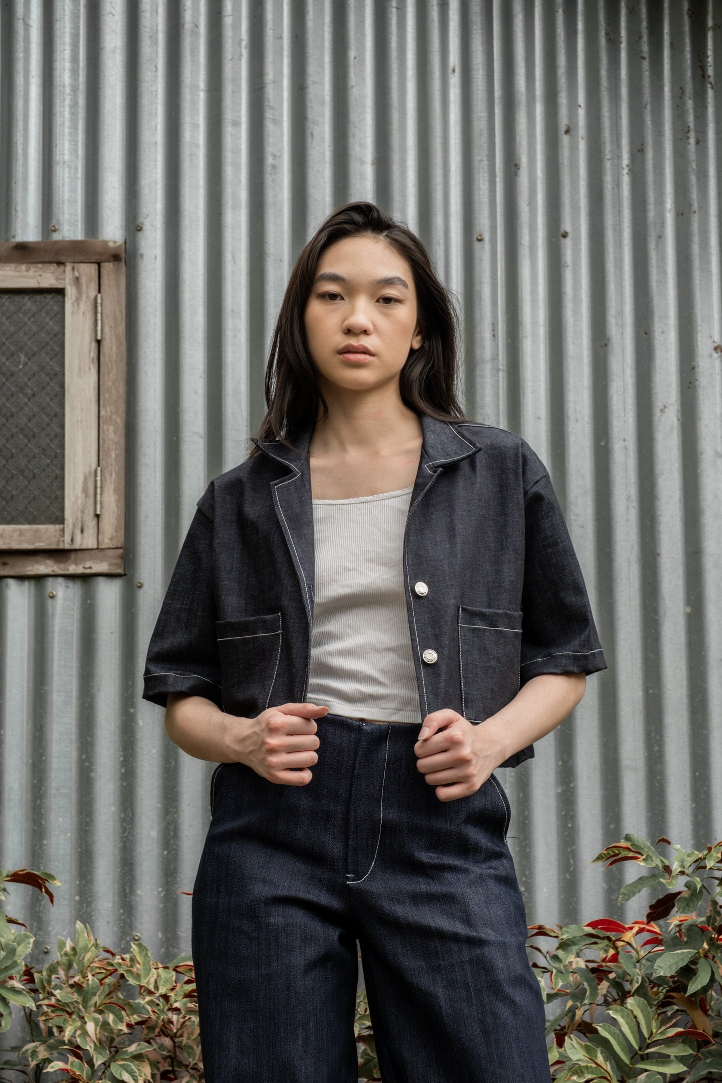 Preorder: Denim Crop Polo