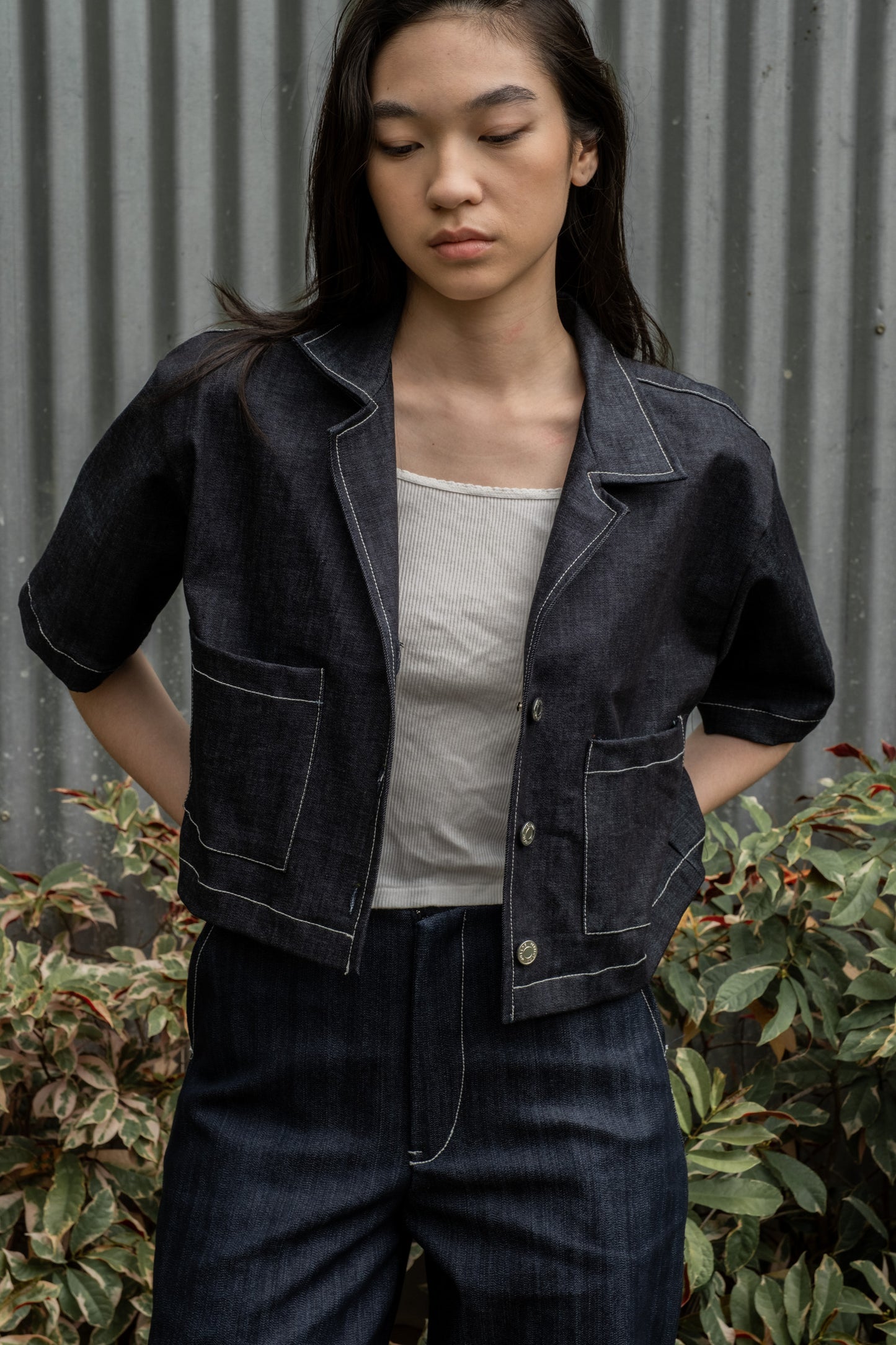 Preorder: Denim Crop Polo