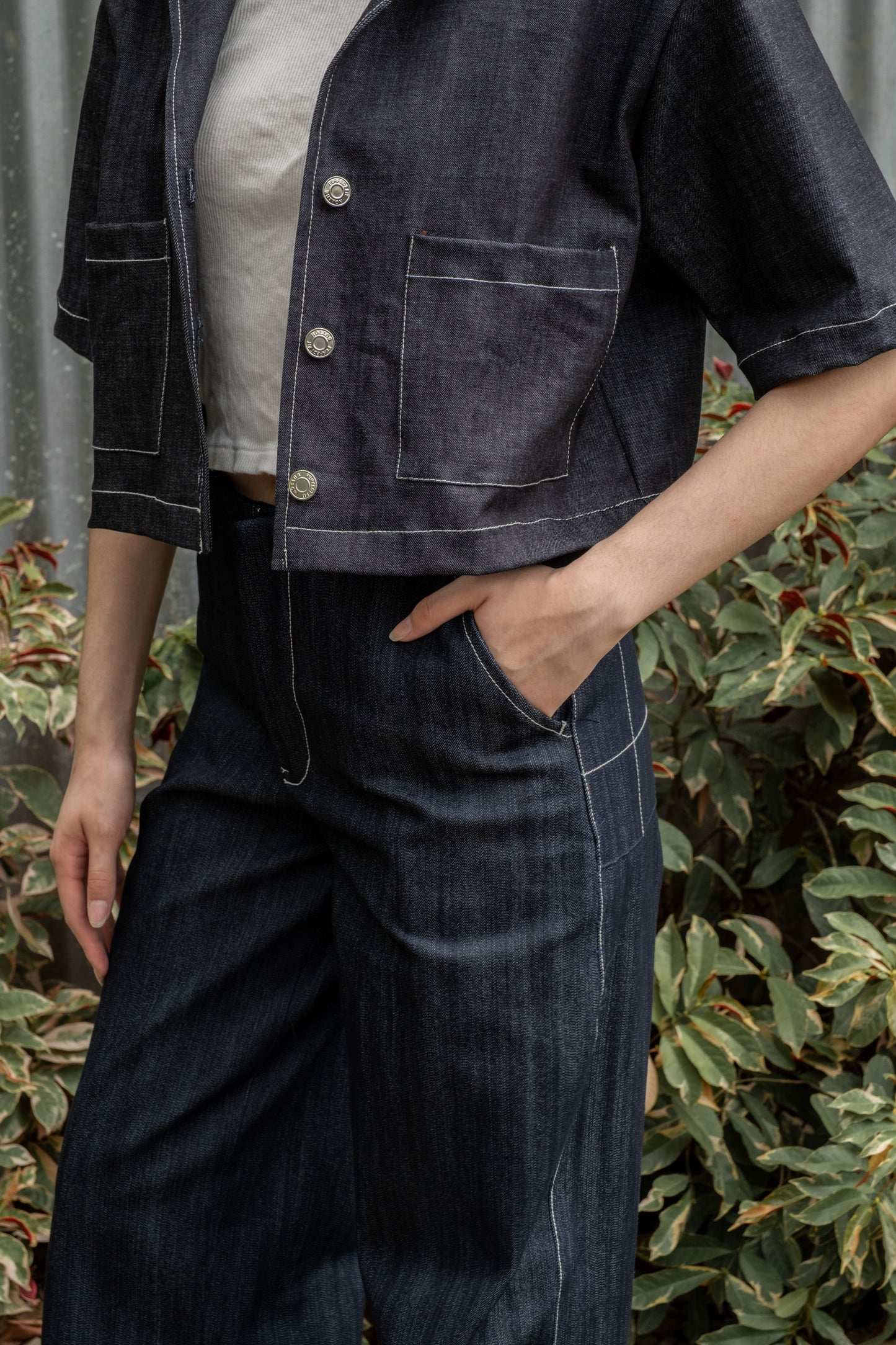 Preorder: Denim Crop Polo