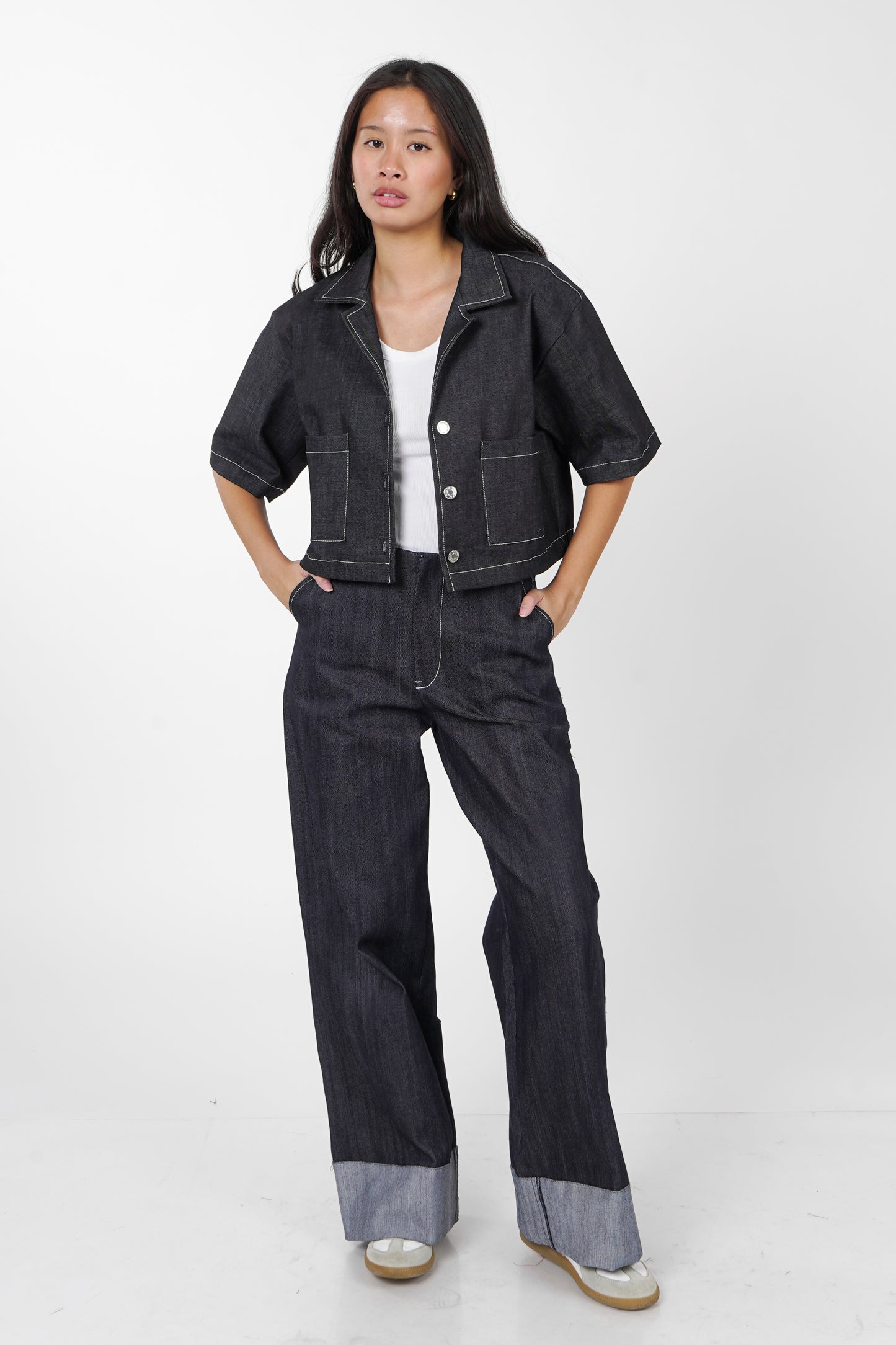 Preorder: Denim Crop Polo