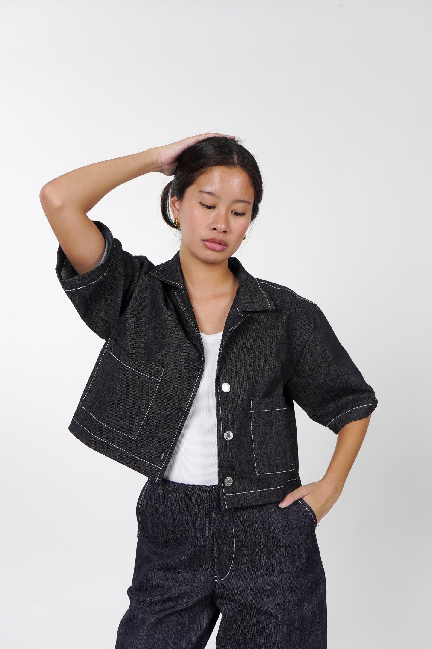 Preorder: Denim Crop Polo