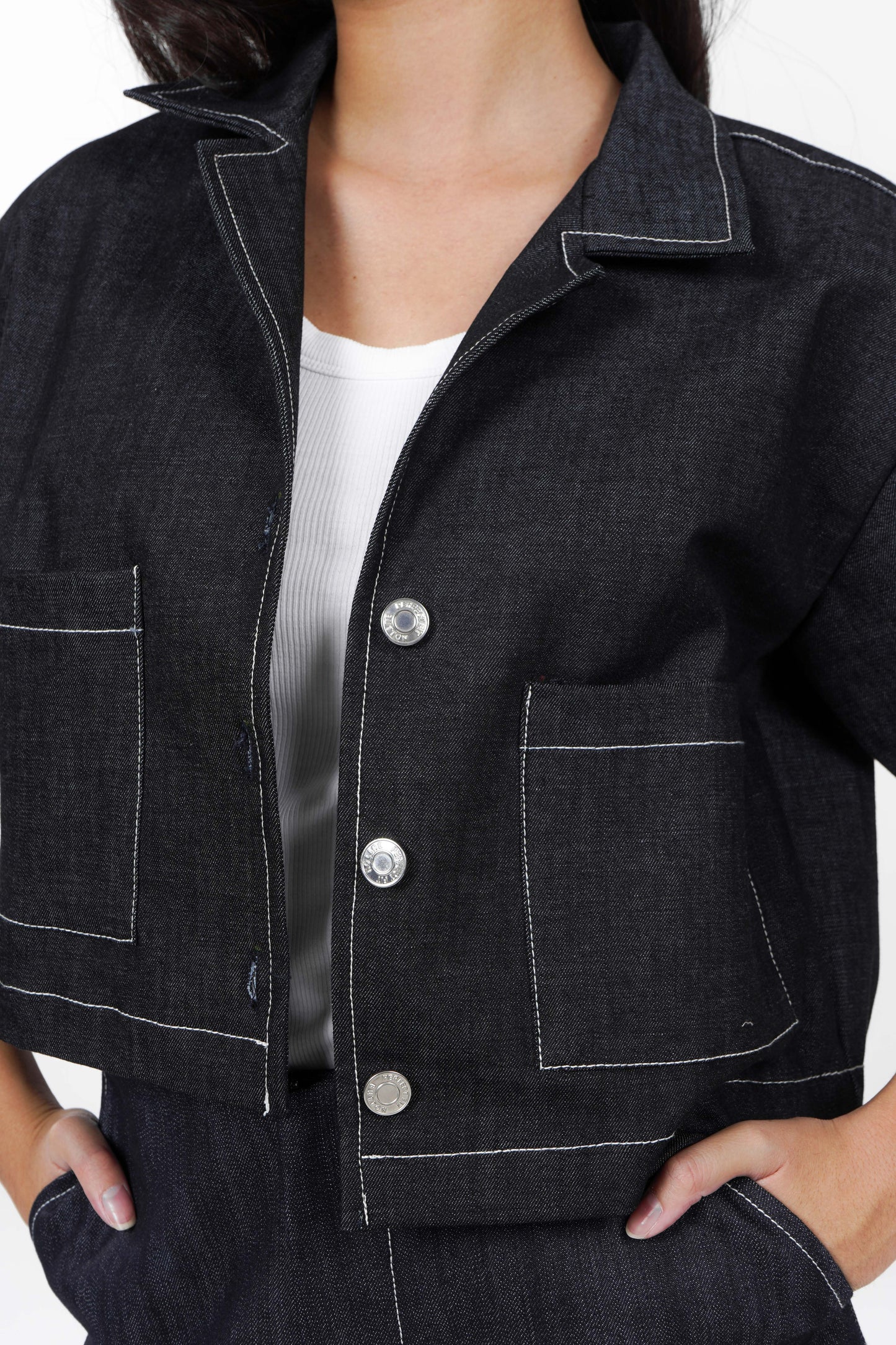 Preorder: Denim Crop Polo