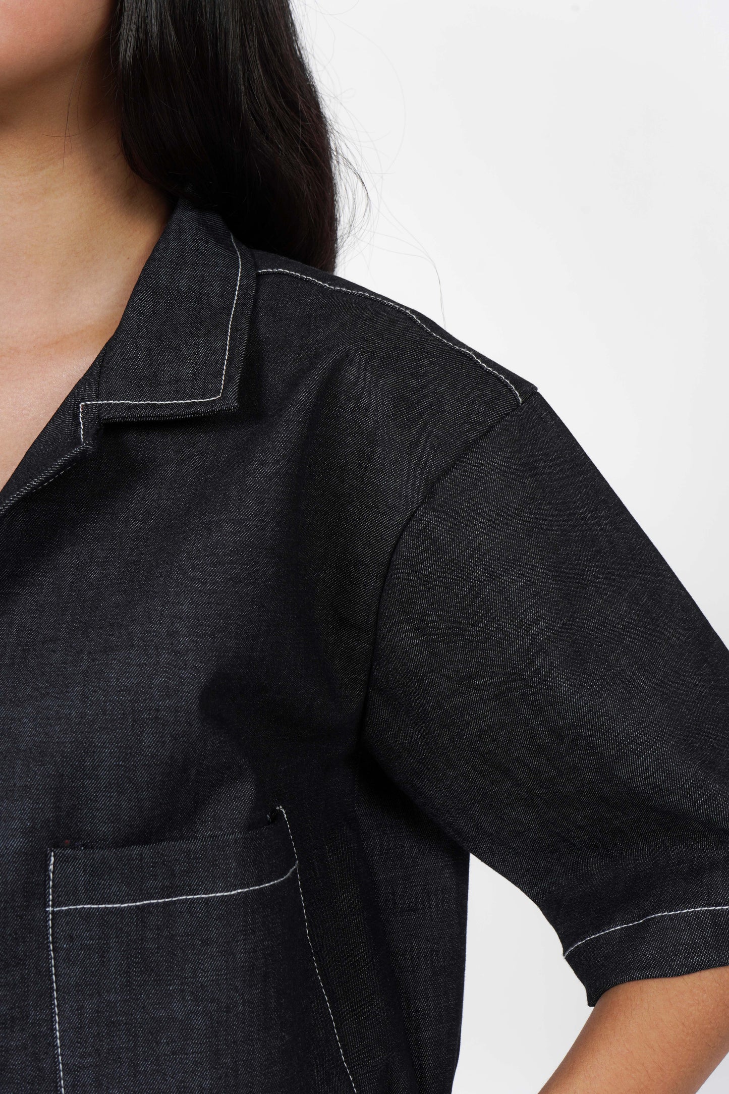 Preorder: Denim Crop Polo