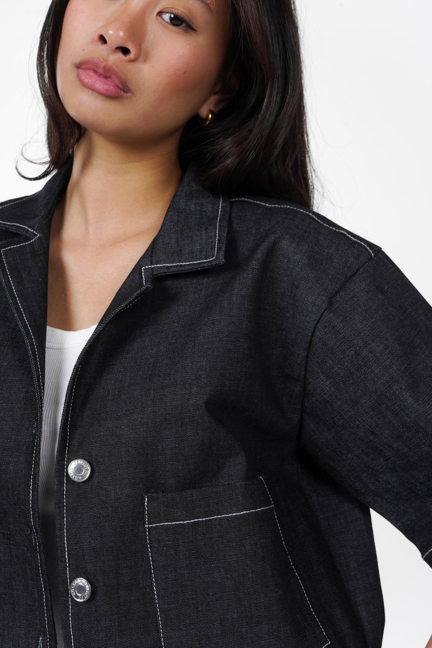 Preorder: Denim Crop Polo