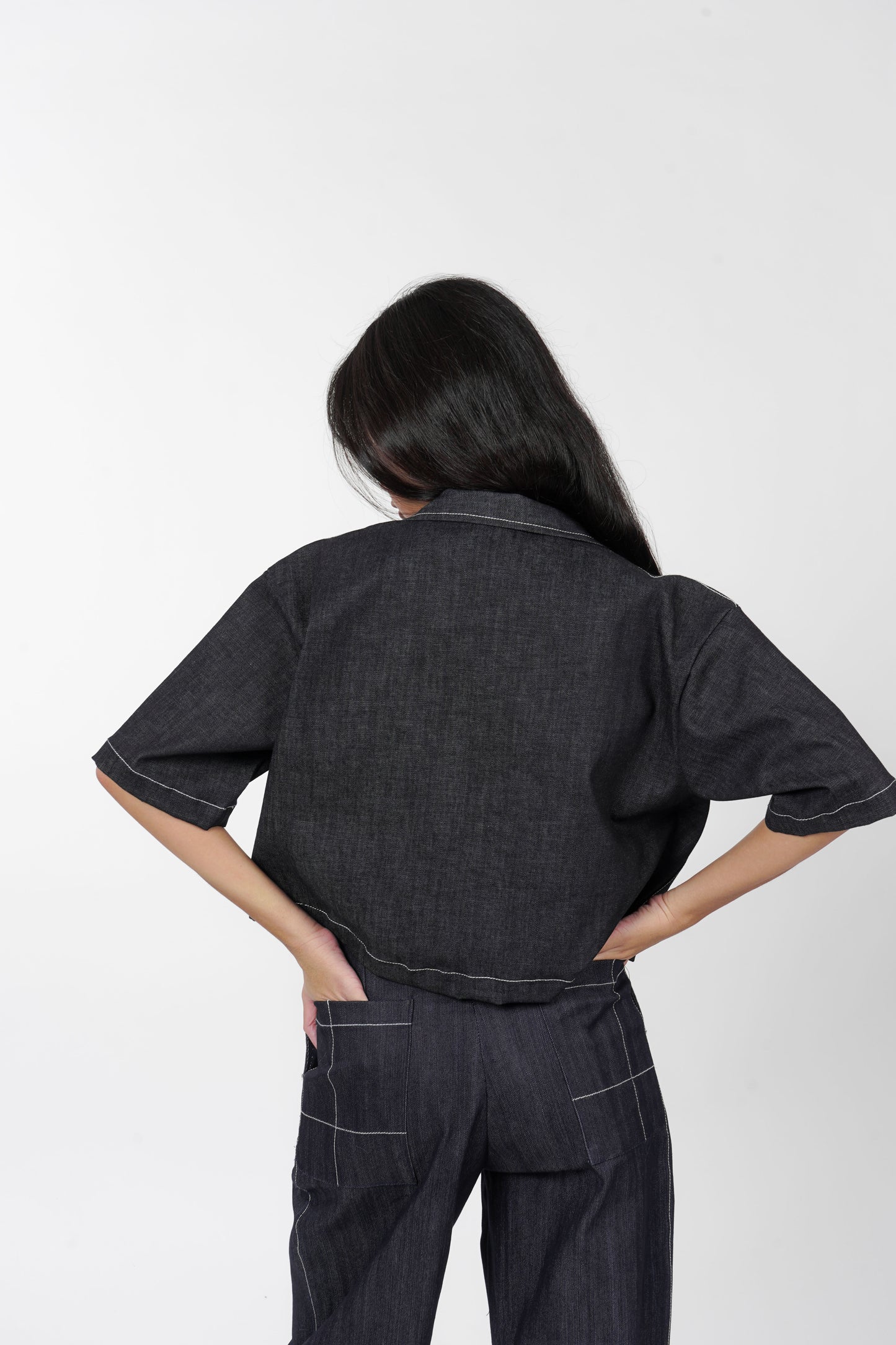 Preorder: Denim Crop Polo