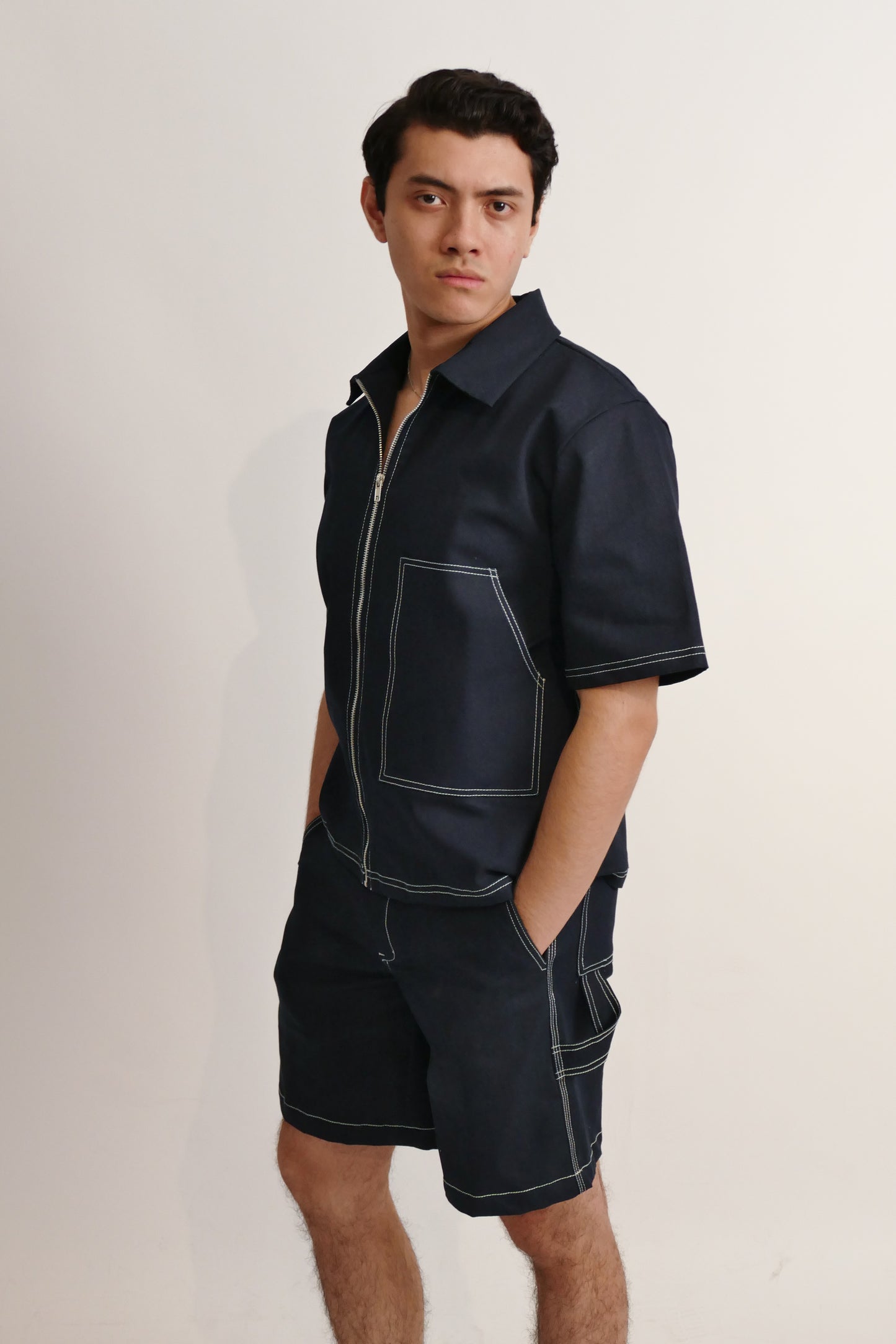 Manolo Crop Denim Polo